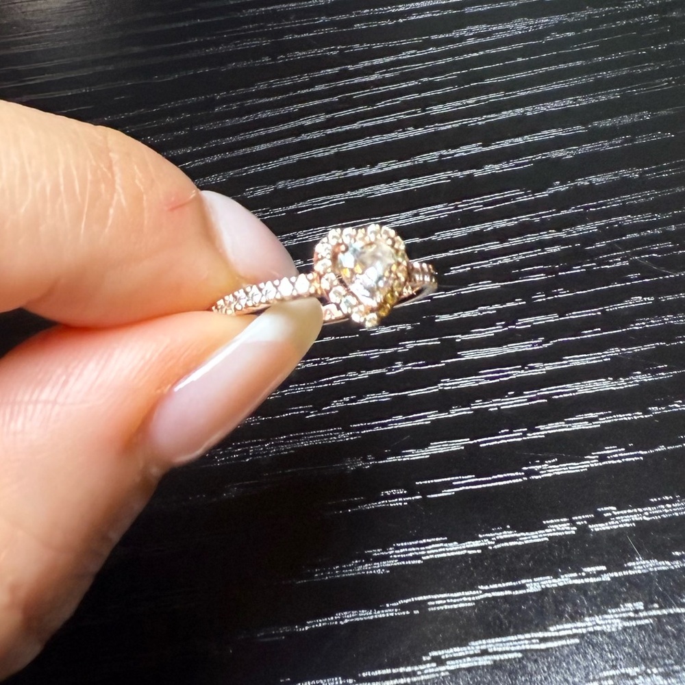 Pandora Rose Gold Heart Ring with Clear Stone - Picture 2 of 8